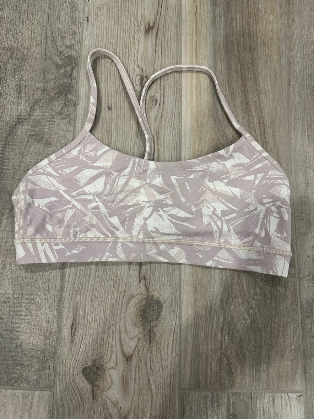 lululemon athletica Pale Pink Abstract-Print Strappy Sports Bra size 10